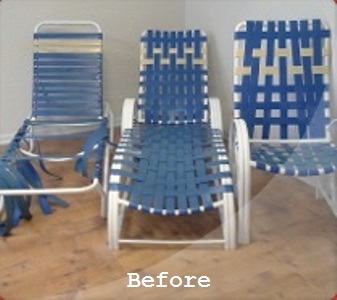Before restrapping pool furniture